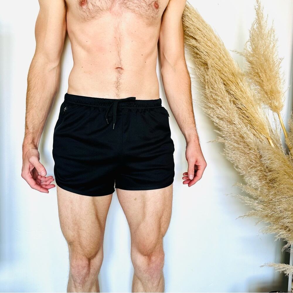 MENS GRADUAL Black Solid Plain Swim Trunks Shorts 2" Inseam M Beach Vacation